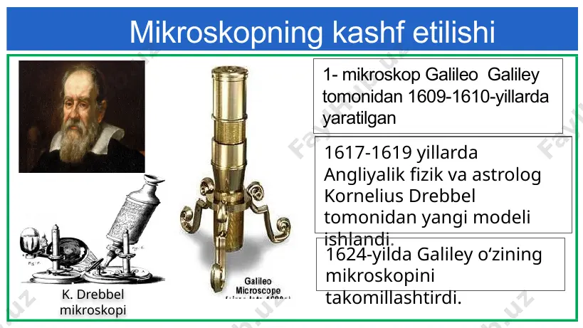 kov mitotik bo‘linishning davrlarini bayon qilish i.n.gorojankin o‘simliklarda otalanishning sitologik asoslarini o‘rganish s.t.navashin o‘simliklarda qo‘sh urug‘lanishni o‘rganish i9 presentation to joe smith ‹#› sitologiya fan sifatida namoyon bo‘lishi 1888- yil hujayra markazi kashf qilindi 1894- yil mitoxondriya kashf qilindi 1898- yil goldji majmuasi kashf qilindi i9 presentation to joe smith ‹#› hujayra nazariyasi ta‘limoti asoschilari sitogenez nazariyasida eng samarali natijani mashhur patolog rudolf virxov (1821- 1902) bajardi. qaerda yangi hujayra paydo bo‘lsa, u yerda albatta hujayraviy to‘qima bo‘ladi. virxov hujayra nazariyasining keyingi rivojlanishiga katta ta’sir qildi. r.virxov r.virxov kuzatuvlari i9 presentation to joe smith ‹#› 14 hujayra ta’limotning rivojlanishiga hissa qo‘shgan olimlar i.d.chistyakov mitotik bo‘linishning davrlarini bayon qilish i.n.gorojankin o‘simliklarda otalanishning sitologik asoslarini o‘rganish s.t.navashin o‘simliklarda qo‘sh urug‘lanishni o‘rganish i9 presentation to joe smith ‹#› sitologiya fan sifatida namoyon bo‘lishi 1888- yil hujayra markazi kashf qilindi 1894- yil mitoxondriya kashf qilindi 1898- yil goldji majmuasi kashf qilindi i9 presentation to …