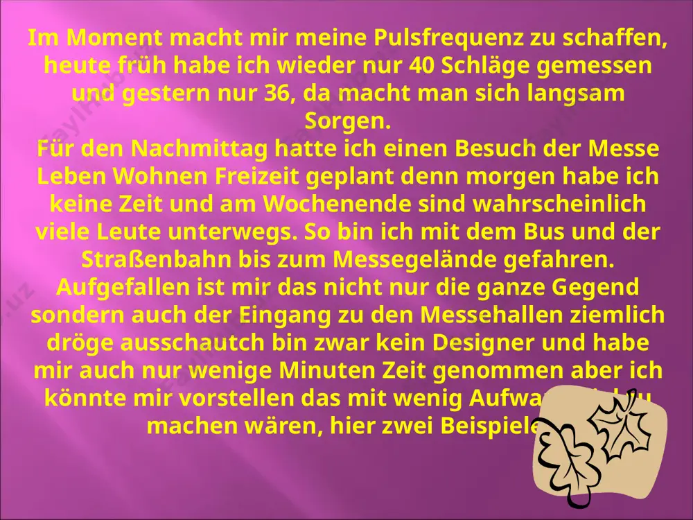 ich, wie es wohl dem reis inzwischen geht? ich eile die treppe hinunter, seltsame gerüche wehen mir entgegen. besorgt hebe ich den deckel. schnell ziehe ich den topf vom herd. dick gequollene riesenkörner haben ihn bis zum rand gefüllt, der kochbeutel hatte diesem ausdehnungsprozess nicht standgehalten und lag erschöpft und zerborsten an der topfwandung. als ich versuchte, das lebensmittel mit einem großen löffel umzurühren, entstand dabei eine breiige konsistenz, die meinen geringen appetit mitnichten zur vorfreude auf das essen umwandelte. ich beschloss, die schmalkost, den vögeln draußen auf dem komposthaufen zu servieren, die finden im schnee heute ohnehin nicht viel. gegen 15.00 uhr kommt meine frau nach hause, sie hat uns etwas vom chinesen mitgebracht. wir erzählen über dies und das, unter anderem berichte ich ihr, schon mal die badmatten in der waschmaschine gewaschen zu haben. „die rote hast du hoffentlich nicht mit hinein getan?" doch ich hatte das fassungsvermögen …