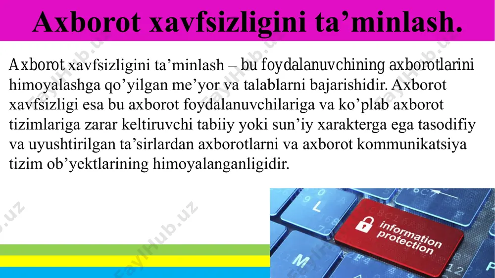 . 37,1 mlrd dollar uni tozalashga ketgan. 3. i love you nomli virusi. habar ko’rinishida bo’lib, tarmoqga ulangan 10 % kompyuterlarni zararlagan. 2000 yilda aqshning sru server kompyuterlarini o’chirib qo’yishiga sabab bo’lgan. 15 mlrd zarar keltirgan. 4. sasser nomli virus. 18 mlrd zarar keltirgan 2004 yil. kompyuter virusi 5.conficker – 9,1 milliard zarar keltirgan. elektron imzoli kalitlarni solishtirishda boshqa fayllarni ko’rsatgan. 6. code red – 2 milliard zarar keltirgan. microsoft maxsulotlarining zaif tomonlarini topib buzish va tarmoqdagi boshqa kompyuterlarni zararlashdan iborat bo’lgan. 7. melissa - word dasturi orqali tarqalgan 1,2 mlrd zarar keltirgan. 8. sir cam – kompyuter xotirasidagi elementlarni o’chirib tashagan. 1 mlrd zarar keltirgan. 9. nimba - 635 mln zarar keltirgan. tarmoqda ishlashni pasaytirgan. kompyuter virusi 10. storm trojan 2007 ishlab chiqilgan bo’lib juda tez tarqalgan viruslar qatorida turadi. 3 kun ichida er yuzidagi 8% kompyuterlarni bizgan. 11. cryptolocker – 2014 yilda tarqalgan virus bo’lib, ma’lumotlarni shifrlab qo’ygan. …