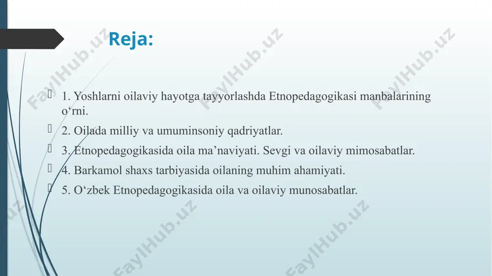 yo‘qotgani yo‘q. etnopedagogikasining umrboqiyligi, o‘lmasligiga sabablardan yana biri uning avloddan-avlodga etkazish shaklining antiqaligidir. hatto xalqimiz hozirgidek ommaviy axborot vositalariga ega bo‘lmagan qadim zamonlarda ham etnopedagogikasi xalq og‘zaki ijodiyoti yo‘li bilan qanot qoqqan. uning tarbiyaviy ta’siri bolalarga ona allasi bilan singdirib borilgan xalq og‘zaki ijodida bolalarni bosiqlikka, sofdillikka, oddiylikka undash bilan birga, ulardagi gerdayish, ichi qoralik, chaqimchilik va boshqa salbiy sifatlar qoralangan. «manmanlik qilma, netarsan, obro‘yingdan ketarsan», «sen o‘zingni maqtama, seni birovlar maqtasin», «egilgan boshni qilich kesmas», «mevali darahtning mevasi qanchalik ko‘p bo‘lsa, uning boshi shunchalik pastga egiladi», «baxilning bog‘i ko‘karmas», «birovga go‘r qazisang, o‘zing yiqilasan», «egri o‘ltirib, to‘g‘ri gapir», «ko‘rpangga qarab oyoq uzat» singari xalq maqollarida pand-nasihat ifoda etilgan. vatanparvarlik, vatanni sevish mavzusi ham maqol va matallarda aks etgan. vatanparvarlik kabi sifatlarni shakllantirish muhim o‘rin tutgan. masalan, «kishi yurtida shoh bo‘lguncha, o‘z yurtingda gado bo‘l», «ona yurting omon bo‘lsa, rangi ro‘ying somon bo‘lmas», «elga qo‘shilganning ko‘ngli to‘q, eldan ajralganning beti …