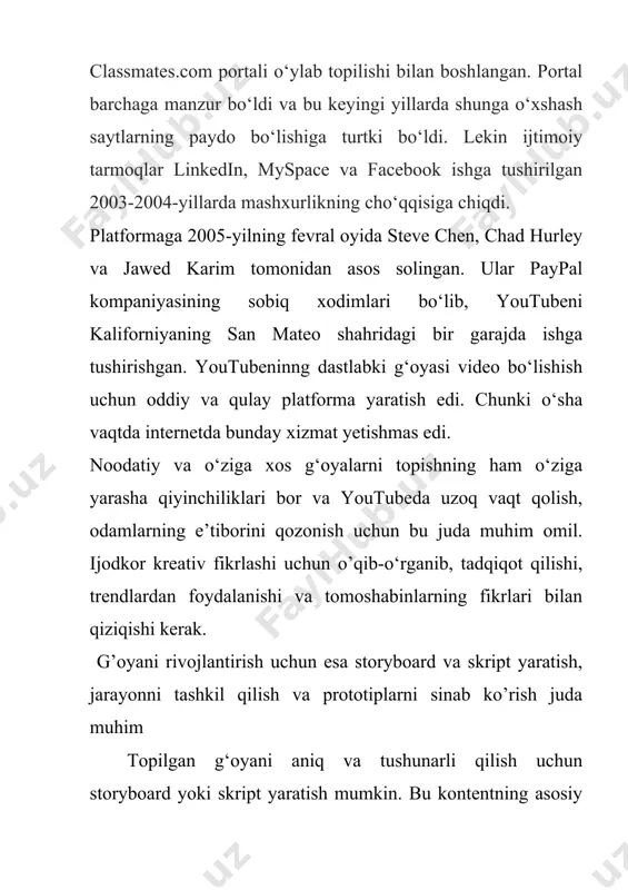 teatr asari, video yoki radiodastur kabi media mahsulotlarining yozma matnidir. bu hujjat asarning dialoglarini, sahnalarini, harakatlarini va ba’zan ko‘rsatmalarini (masalan, aktyorlarning hissiyotlarini, maxsus effektlarni yoki sahna dizaynini) o‘z ichiga oladi. skript ijodiy jarayonning muhim qismi hisoblanib, u loyihaning asosini tashkil etadi va barcha ijrochilar hamda ishlab chiqarish jamoasiga aniq yo‘nalish beradi ijodkor tomoshabinlar bilan muloqot qilish, ularning izohlariga javob berish va ularga qimmatli kontent taqdim etish orqali o‘zining sodiq auditoriyasini yaratishi kerak. ijtimoiy tarmoqlar insoniyat hayotining ajralmas bo‘lagiga aylanib bo‘ldi. u kishilarning kundalik turmushiga, ishdagi faoliyatiga, hattoki, yaqinlari bilan o‘rnatadigan munosabatining ichiga ham kirib borishga ulgurdi. boshida katta negativizm bilan qabul qilingan ushbu jarayon, endilikda oson hazm qilinmoqda. yangi avlod va’killari uchun esa bu mutlaqo normal holga aylangan. bugungi kunda 2 yashar bolaning qo‘lida ham gadjet. u o‘zi istagan kontentni kattalarning yordamisiz ham qo‘yib, tomosha qilishni biladi. endilikda insonlar oldidagi vazifa tarmoqlarni cheklash emas, undan me’yorda va oqilona foydalanishni o‘rganish …