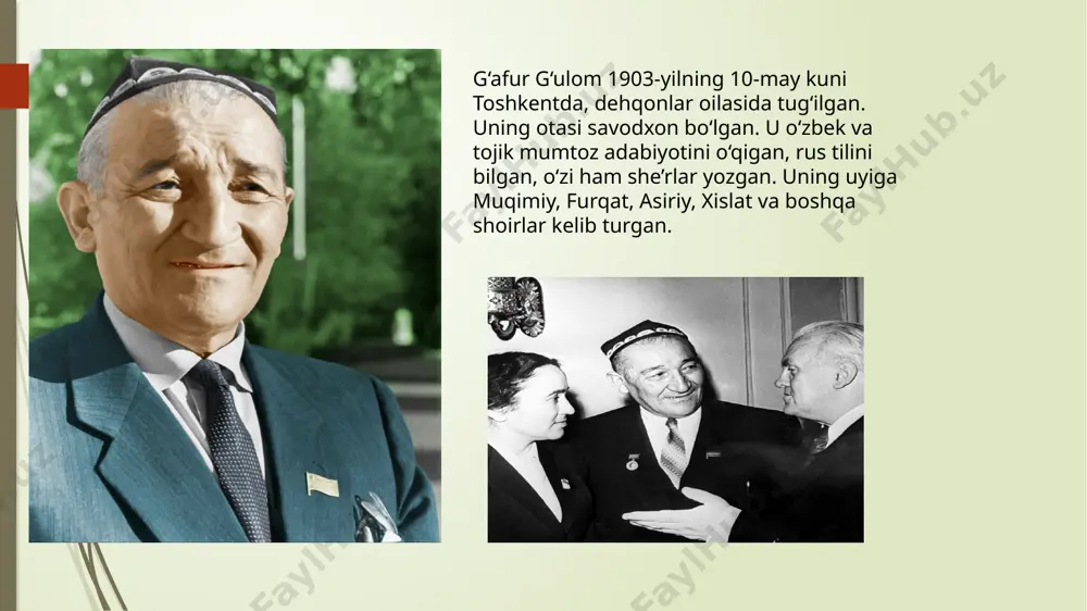 taklar“, „sinov“ (1947), „orzu“, „bahor keldi“ (1948), „qirq oʻgʻil, qirq qiz“ sheʼriy toʻplamlari (1951) hamda „yangi uy“ (1953), „kitob“, „bu binoni kim qurgan?“, „oq togʻlar“, „tentaksoy“ kabi asarlarida inson mehnati ulugʻlangan. „qanday boʻlmogʻim kerak?“ (1960), „juda qiziq, juda chiroyli“ (1961), „ona-bola mehri“ (1963), „bola boshidan, oʻgʻlon yoshidan“ (1964), „qanotli doʻstlar“ (1978), „choʻpon bobo qoʻshigʻi“ (1979) va boshqa sheʼr va ertaklar toʻplami nashr qilingan. image1.jpeg image2.jpeg image3.jpeg image4.jpeg /docprops/thumbnail.jpeg