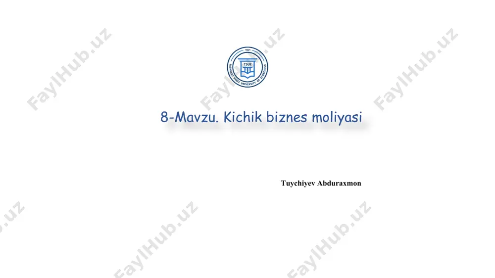 gan tashabbuskor xo’jalik faoliyatidir jamoa tadbirkorligi jamoa tadbirkorligi – bu bir guruh fuqarolarning o’zlariga ma’qul bo’lgan mulkchilik shakllarida jamoalarga birlashib, jamoa korxonalarini tashkil qilishlari va shu asosda tadbirkorlik faoliyatini amalga oshirishlaridir. shirkat firma shirkat firma bir necha sohibning mulkini birlashtirish va tadbirkorlikdan olinadigan foydani baham ko’rishga asoslangan sherikchilik korxonasidir. shirkat firmalarining ikki turi mavjud: - mas’uliyati cheklanmagan jamiyatlar; - mas’uliyati cheklangan jamiyatlar. mchj mas’uliyati cheklangan shirkat firmalarning ustav fondi faqat ta’sischilar mablag’ (aksiya)lari hisobiga barpo etiladi. jamiyat qatnashchilari o’zlarining qo’shgan ulushlari doirasida javobgar bo’ladi. shirkat o’z faoliyati uchun ustav fondi miqdorida javobgar hisoblanadi. «limited» mas’uliyati cheklangan shirkat firmalar nomiga «limited» so’zi qo’shiladi, bu inglizcha so’z bo’lib, «cheklangan» ma’nosini bildiradi. тадбиркорлик фаолияти турлари ишлаб чикариш тижорат молиявий консалтинглар инновацион савдо банк умумий бошкариш илмий-техник савдо-харид сугурта маъмурий бошкарув товар ишлаб чикариш савдо-воситачилик аудиторлик молиявий бошкариш хизмат кўрсатиш товар биржалари лизингли ходимларни бошкариш истеъмол товарлари ишлаб чикариш фонд биржалари маркетинг ишлаб ичкаришни …