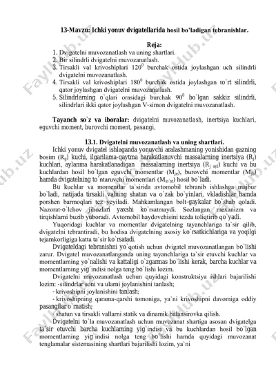 ichki yonuv dvigatellarida hosil bo’ladigan tebranishlar — PDF