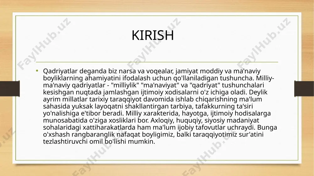 tengdir»1, - degan qoida ana shu bag'rikenglikning zamonaviy siyosiy-huquqiy ifodasidir. birinchi prezidentimiz i.a.karimov shunday yozadi: "ayni chog'da insoniyat tarixida buning aksini, ya'ni ko'p elatli davlatlardagi millatlararo munosabatlarda uyg'unlikning yo'qligi, butunbutun xalqlar va mamlakatlarni ancha orqaga uloqtirib tashlagan ijtimoiysiyosiy falokatlarga olib borganini ko'rsatuvchi misollar ham oz emas. zero, ko'p elatlilik nafaqat ayrim mamlakatlarning, balki butunbutun mintaqalarning ham ichki siyosiy barqarorligi va milliy xavfsizligiga putur yetkazuvchi bosh omilga aylangan" millatlararo hamjihatlik qaror topmasa, tajovuzkor millatchilik va shovinizmning halokatli g'oyalari tarqalishi uchun qulay vaziyat yaratiladi. milliy istiqlol royasining amal qilishiga, kishilar qalbi va ongiga singdirilishiga jiddiy zarar yetkazadi. shuni hisobga olib, mamlakatimizda bu muammo ilmiy asosda, xolisona hal qilinmoqda. mamlakatimizda statistik ma'lumotlarga ko'ra, 136 millat, elat, xalq va etnik guruhlarning vakillari yashaydi. ularning har biri o'z milliy madaniy urfodatlari, an'analari, tiliga, konstitusiyaviy huquqiy tenglikka ega. o'zbekistonda bugungi kunda 100 dan ortiq milliymadaniy markaz faoliyat ko'rsatmoqda. shu yo'nalishda markazlar tuzish bo'yicha 15 ta tashabbuskor …