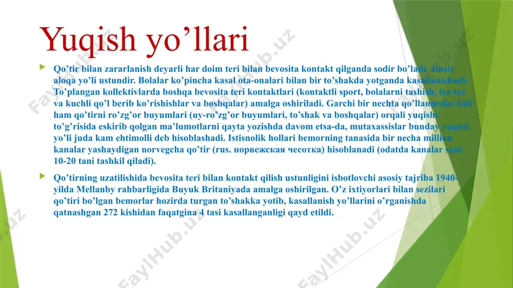 id ta’siri tufayli qo’tirni davolash uchun afzal bilinadigan dori hisoblanadi. aqshda permetrin 1989 yildan buyon qo’tirni davolash uchun ishlatiladi. bu preparat ham faol kanalarni, ham ularning tuxumlarini nobud qiladi (95% hollardan ko’prog’ida tuzalib ketish). rossiyada permetrin preparati «medifox» (5% va 20%) nomi ostida ro’yxatdan o’tgan, ammo uning sifati xorijiy permetrindan (5%) ancha past. sintetik piretroid spregalning tarkibiga kiradi. spregal — frantsuzcha preparat. boshlang’ich ta’sir qiluvchi modda esdepaletrin, bo’g’imoyoqlilar nerv membranasining kation almashuvini buzadigan neyrotoksik zahar. ikkinchi komponent — piperonil butoksid — esdepaletrin ta’sirini kuchaytiradi. preparat kechasi yuz va boshning sochli qismi terisi yuzasidan tashqari butun tanaga 20-30 sm uzoqlikdan sepiladi. agar qo’tir kanalari yuzda aniqlansa, dori bilan paxtani namlab, yuz artiladi. 12 soat o’tgach sovun bilan yaxshilab yuvinish kerak. 3) lindan rossiya federatsiyasida yakutin sifatida ro’yxatga olingan bo’lib, sotuvda deyarli yo’q. dunyoda keng qo’llaniladi, chunki preparat narxi arzon. biroq, 1970 yillardan buyon uning neyrotoksik nojo’ya ta’siri haqida ko’p ma’lumotlar to’plangan …