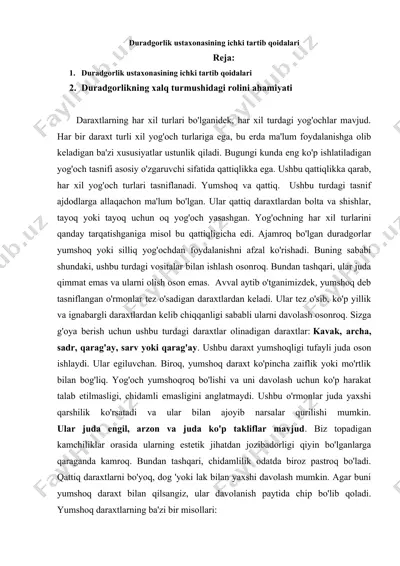 duradgorlik ustaxonasining ichki tartib qoidalari — DOC