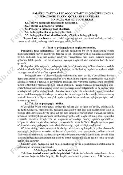 pedagogik takt haqida ma'lumot — DOCX