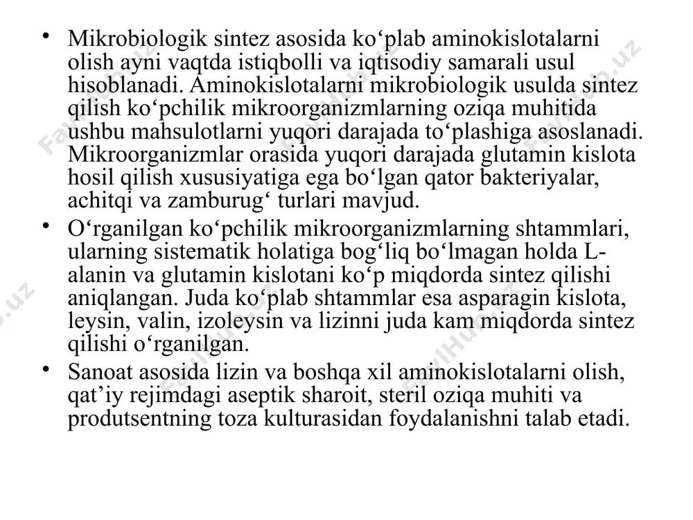 lizin aminokislotasini ishlab chiqarish texnologiyasini mikrobiologik usuli - Page 5