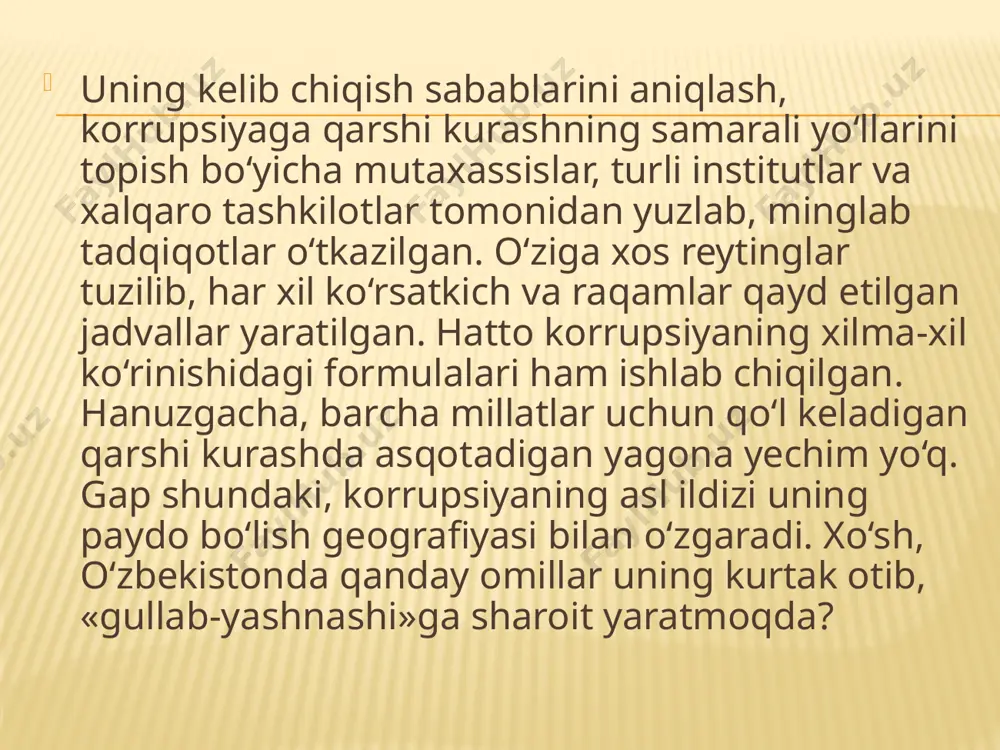 htirganlik uchun ularni undirib olish, narxi past bo‘lgan mulklarni o‘zlashtirganlik uchun ularni qaytarib olish jazolarini tayinlamoq lozim”. “artxashastra”da poraxo‘rlikning qirqta turi tasnif etiladi. korrupsiyaning oldini olishga javobgar mansabdor shaxs vaqti-vaqti bilan xalq to‘planadigan joylar va bozorlarda quyidagicha murojaat qilib turishi lozimligi aytiladi: “biron bir boshliqdan zarar ko‘rganlar bo‘lsa, shu haqda bizga xabar bersinlar”. islom dinida ham pora harom qilingan, bu borada hadislar ham juda ko‘p. ulardan biri payg‘ambarimizning mana bu qarg‘ishlaridir: "pora beruvchiga ham, pora oluvchiga ham allohning la’nati bo‘lsin!". yana ul zot aytadilar: "pora beruvchini ham, pora oluvchini ham, ikkovi orasida yurib porada vositalik qiluvchini ham alloh la’natlasin!". alisher navoiyning zamondoshi, podshoh husayn boyqaroning voizi husayn voiz koshifiy o‘zining “axloqi muhsiniy” asarida shohzodaga nasihat tariqasida quyidagi pandni bergan edi: “ummollardan (ish yurituvchi amaldorlar) pora olishdan ehtiyot bo‘lsin. bilsinki, to bir kishi boshqalardan pora olmasa, boshqaga pora bermaydi. agar vazir pora olishga sabab bo‘lsa, pora olishga ruxsat bergan bo‘ladi. pora …