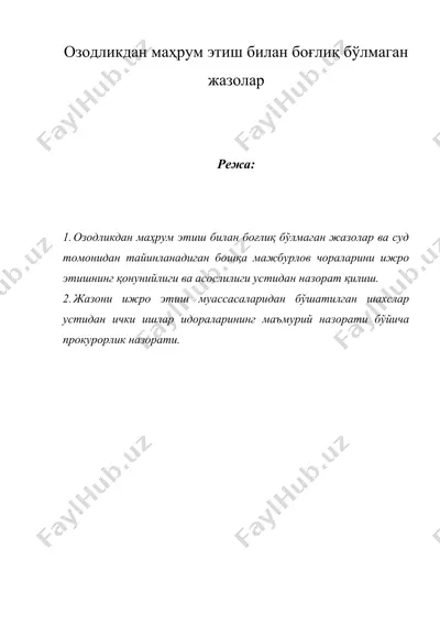 озодликдан маҳрум этиш билан боғлиқ бўлмаган жазолар — DOC