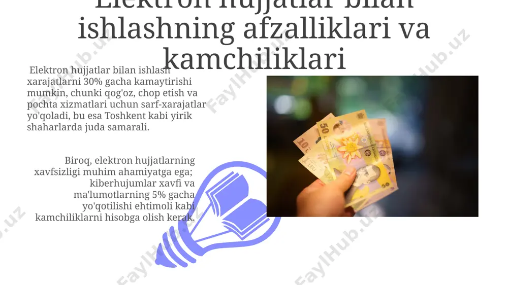 bo‘lib, elektron hujjatlarning haqiqiyligini va butunligini ta’minlaydi. elektron hujjat almashinuvi tizimi orqali samarqand viloyatida joylashgan 200 dan ziyod fermer xo‘jaliklari o‘zaro elektron shartnomalar tuzib, ish jarayonlarini avtomatlashtirib, korrupsiya xavfini kamaytiradi va o‘zaro munosabatlarni shaffoflashtiradi. e'tiboringiz uchun rahmat @taqdimot_robot image4.jpg image5.jpg image6.jpg image7.jpg image8.jpg image9.jpg image10.jpg image11.jpg image1.jpeg image2.jpeg image3.jpeg