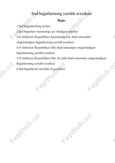 sud hujjatlarining yuridik texnikasi — DOCX