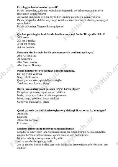 psixologiya fani haqida — DOCX