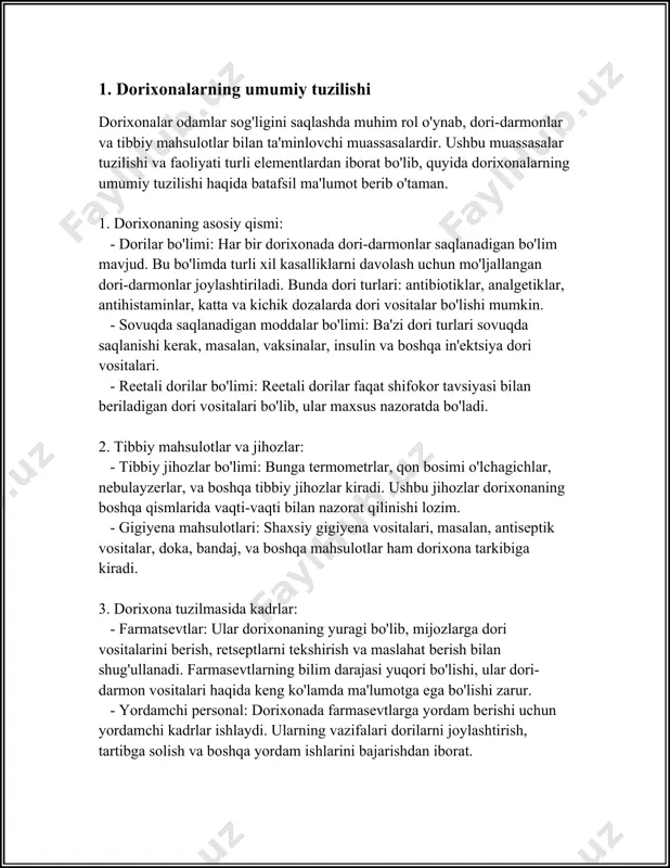 amrov bilan ajralib turadi. 1. walgreens boots alliance: bu kompaniya amerikaning walgreens va buyuk britaniyaning alliance boots kompaniyalarining birlashmasi orqali tashkil topgan. walgreens boots alliance global dorixona tarmog'i bo'lib, qariyb 25 ta mamlakatda faoliyat yuritadi. 2023 yilga kelib, kompaniya butun dunyo bo'ylab 18,500 ga yaqin dorixonaga ega. uning yillik daromadi 139 milliard dollardan oshib ketadi. 2. cvs health: bu aqshdagi eng yirik dorixona tarmoqlaridan biri bo'lib, qariyb 9,900 dorixonalariga ega. cvs health faqat aqsh bozorida faoliyat yuritadi, ammo u yillik 268 milliard dollardan ortiq daromad bilan sog'liqni saqlash bozorida etakchi rol o'ynaydi. shuningdek, kompaniya tibbiyot sug'urtasi xizmatlari orqali ham keng tarmoqqa ega. 3. china national medicines corporation (sinopharm): bu dorixona tarmog'i xitoyning eng yirik farmatsevtika kompaniyalaridan biridir. sinopharm butun mamlakat bo'ylab tarqalgan dorixonalar tarmog'iga ega va davlat tomonidan qo'llab-quvvatlanadi. xitoyning farmatsevtika bozorida ulanishlar orqali o'sishda davom etmoqda. 4. wal-mart stores: wal-mart nafaqat chakana savdo tarmog'i, balki global dorixonalar tarmog'iga ham …