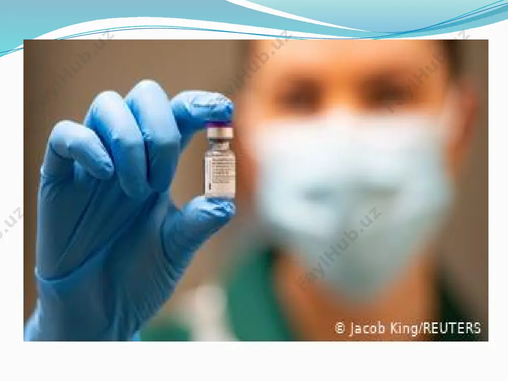arning biologik muhitida virus genomida rnk yoki sars-cov-2 ga qarshi antitanalarni aniqlash bilan bog'liq ma'lumotlar ham mavjud. ammo, hozirgi vaqtda koronavirusning onadan homilaga vertikal ravishda yuqishi to'g'risida ishonchli dalillar mavjud emas. mutaxassislar ushbu patogenni ona sutida ajratib turishi to'g'risida ishonchli ma'lumotlarga ega emaslar, shuningdek, amniotik suyuqlik va qin sekretsiyasida topilmadi. bolani onadan yuqtirish hollari faqat yuqtirgan ayol yoki xodimlarning chaqaloq bilan yaqin aloqasi tufayli qayd etilgan.shuningdek, covid-19ni tekshirish faqat onalari koronavirus bilan kasallangan yoki yuqtirishda shubha bo'lgan yangi tug'ilgan chaqaloqlar uchun zarurligini aniqladi. shu bilan birga, kasal bolani virusga qarshi mavjud dorilar bilan davolash tavsiya etilmaydi, chunki ularning xavfsizligi va chaqaloqlar uchun samaradorligi isbotlanmagan. эътиборингиз учун рахмат!!! image2.jpeg image3.jpeg image4.jpeg image5.jpeg image6.png image7.png image8.jpeg image9.jpeg image10.jpeg image11.jpeg image12.jpeg image13.jpeg image14.jpeg image15.jpeg image16.jpeg image17.jpeg image18.jpeg /docprops/thumbnail.jpeg