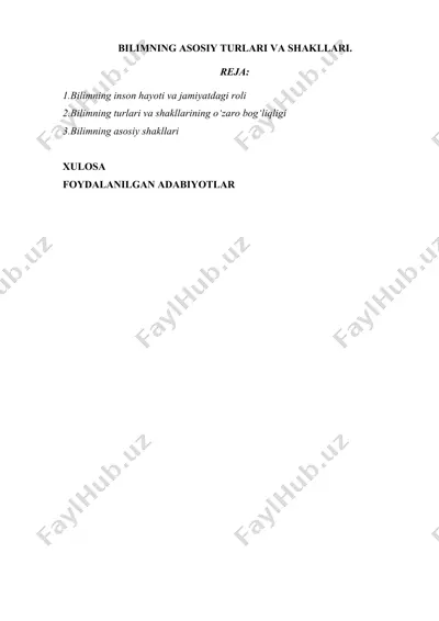 bilimning asosiy turlari va shakllari — DOCX