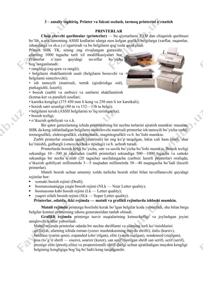printer va faksni sozlash, tarmoq printerini o‘rnatish — DOCX