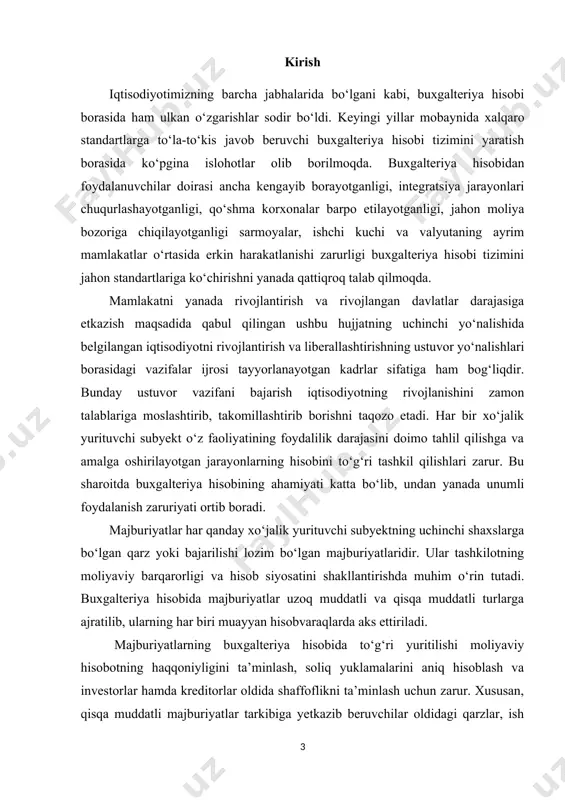 uzoq muddatli majburiyatlar bir yildan ortiq muddatga mo‘ljallangan qarzlar va boshqa moliyaviy majburiyatlarni o‘z ichiga oladi. ularning buxgalteriya hisobi milliy va xalqaro standartlarga muvofiq yuritilishi kerak bo‘lib, bu korxonaning moliyaviy shaffofligi va ishonchliligini oshirishga xizmat qiladi. majburiyatlarni to‘g‘ri hisobga olish tashkilotning aniq moliyaviy holatini aks ettirish, investitsiyalarni jalb qilish va moliyaviy rejalashtirishda muhim ahamiyat kasb etadi. shuning uchun, har qanday korxona o‘z majburiyatlarini aniq qayd etishi va ularga tegishli moliyaviy hisobotlarda to‘g‘ri aks ettirishi lozim. 1. majburiyatlarning iqtisodiy mohiyati va vazifalari majburiyatlar iqtisodiyotning ajralmas qismi bo‘lib, ular shaxslar, tashkilotlar va davlat o‘rtasidagi iqtisodiy munosabatlarning tartibga solinishi hamda iqtisodiy barqarorlikni ta’minlashga xizmat qiladi. iqtisodiy majburiyatlar fuqarolik huquqi, tijorat amaliyoti va davlat boshqaruvi kabi sohalarda keng ko‘lamda qo‘llanadi. ular iqtisodiy jarayonlarning uzviyligini saqlash, bozor ishtirokchilari o‘rtasida ishonch yaratish va har xil shartnomaviy munosabatlarning bajarilishini ta’minlash uchun muhim ahamiyat kasb etadi.majburiyatlarning iqtisodiy mohiyatini tushunish uchun ularning kelib chiqish manbalari, turlari va vazifalarini chuqurroq …