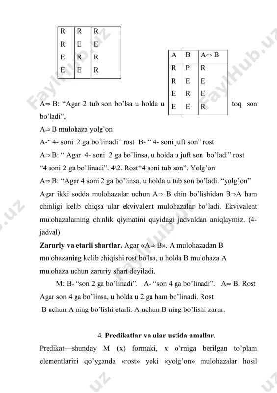 mulоhazalar va predikatlar. ular ustida amallar - Page 4