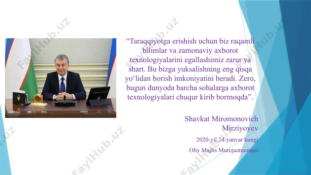 едоров. медиаобразование и медиаграмотность учебное пособие. м. 2018 mavzuning maqsadi webinar maktabda pedagog va rahbar xodimlarning akt va media savodxonligini oshirish orqali boshqaruv samadorligi bilan birga ta’lim sifatini yuqori bosqichga ko‘tarish mavzuning vazifalari 01 pedagog xodimlarga zamonaviy akt vositalari va dasturlaridan foydalanishni o‘rgatish 02 elektron kutubxonalar, onlayn ta’lim platformalari va resurslardan foydalanishni takomillashtirish 03 pedagog xodimlarda media va axborot savodxonligining tayanch koʻnikmalarini rivojlantirish. 05 ta’lim jarayonida oʻquvchilarga har bir fanni o‘qitishda va sinf soatlarida media ta’lim va axborot madaniyatini singdirib borish aqsh ta’lim muassasalarida mediata’lim maktab fanlari tarkibiga integratsiya qilingan. mediata’lim standartlari bo‘yicha hamma uchun zarur deb tan olingan dastur ishlab chiqilgan va bu dastur aqsh ta’lim departamenti darajasida tasdiqlangan. shu bilan birga ta’lim standarti tarkibida mediamatnlarni o‘rganish talablari hamda media savodxonlikni oshirish milliy assotsatsiyasi mavjud. bu tashkilot tomonidan konferensiyalar, media savodxonlik haftaliklari tashkil etilib boriladi, shu orqali media savodxonlikni targʻib qilib kelmoqda. yaponiya hukumati barcha ta’lim bosqichlarida sifatni nazorat …