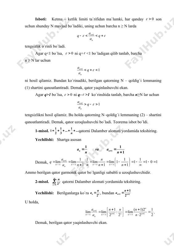 qator yaqinlashishining yetarli sharti - Page 4