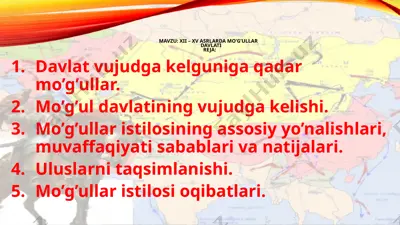 xii – xv asrlarda mo’g’ullar davlati — PPTX