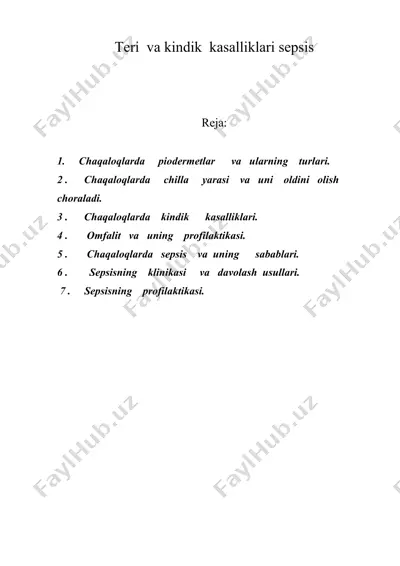 teri va kindik kasalliklari sepsis — DOC
