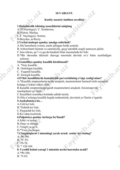 kasbiy nazariy-imtihon savollari — DOCX