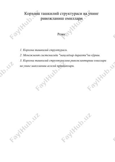 корхона ташкилий структураси ва унинг ривожланиш омиллари — DOC