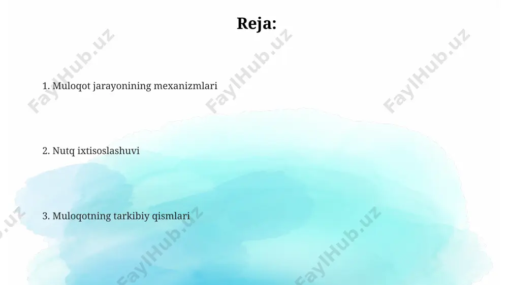 tidagi amaliy tadqiqotlar buni tasdiqlaydi. nutqning intonatsiyasi, pauza va ohang kabi 5 ta asosiy parametri, xabarni aniq yetkazish va tushunish uchun muhim ahamiyatga ega boʻlib, moskva universitetining lingvistika boʻlimi tomonidan oʻtkazilgan tadqiqotlar natijalarida qayd etilgan. ogʻzaki aloqa samaradorligini 70% ga yaqinlashtirish uchun, maʼlumot beruvchi va tinglovchi oʻrtasida 3 dan ortiq boʻlmagan til toʻsiqlari mavjud boʻlishi kerak, masalan, samarqanddagi taʼlim muassasalarida oʻtkazilgan tadqiqotlar shuni koʻrsatmoqda. nutqni tuzatish va rivojlantirish usullari nutqni tezlashtirish uchun 10-15 daqiqalik muntazam mashqlar, jumladan, nafas olish va artikulyatsiya gimnastikasi, farg'ona viloyatining nutq terapiya markazlarida tavsiya etiladi. tovush qo'yishda, masalan, "r" tovushini to'g'ri talaffuz qilishni o'rgatishda, toshkentdagi 3 ta malakali logopeddan iborat jamoaning tajribasiga ko'ra, individual yondashuv va takrorlash mashqlari muhimdir. nutqni rivojlantirishda 5-7 yoshgacha bo'lgan bolalar uchun o'yin terapiyasi, masalan, samarqanddagi logopedik markazlarda qo'llaniladigan "qo'g'irchoq teatri" usuli samarali hisoblanadi. tilning anatomik va fiziologik asoslari tilning 7 ta asosiy mushaklari, jumladan genioglossus va styloglossus mushaklarining faoliyati, fonetik tovushlarni …