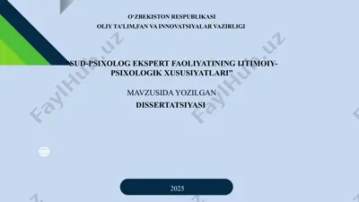 sud-psixolog ekspert faoliyatining ijtimoiy-psixologik xususiyatlari — PPTX