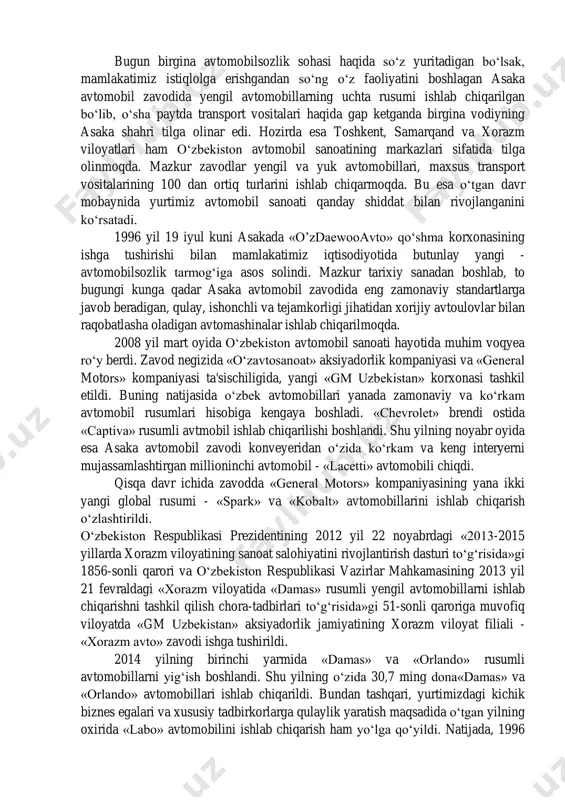 dorchiliq tokchilik va polizchilikda foydalaniladigan mashina va moslamalar “bog‘dorchilik mashinasozligi zavodi” aktsiyadorlik jamiyatida ishlab chiqariladi. zavod 1969 yilda ixtisoslashtirilgan konstruktorlik byurosi tarzida tashkil etilgan, keyinchalik toshkent tajriba eksprimental zavodi bilan “o‘rta osiyo qishloqmash” birlashmasiga aylantirilgan. respublikada umumiy mashinasozliq to‘qimachilik sanoati, paxta tozalash sanoati mashinasozligi, asbobsozlik sanoati mashinasozligi va korxonalari 1994 yilda tashkil etilgan o‘zbekiston mashinasozligi sanoati uyushmasi («o‘zmashsanoat»), qishloq xo‘jaligi mashinalari va traktorsozlik korxonalari o‘zqishloqxo‘jalik mashxolding» kompaniyasi, avtomobilsozlik sanoati va unga texnika xizmati ko‘rsatish korxonalari o‘zbekiston avtomobilsozlik korxonalari uyushmasi («o‘zavtosanoat»), elektrotexnika, radiotexnika sanoati korxonalari o‘zbekiston radioelektronika, elektrotexnika sanoati korxonalari uyushmasi («o‘zeltexsanoat») tarkibiga kiradi. 2002 yilda o‘zbekiston mashinasozlik sanoatida 716 dona kuchli tok transformatorlari, 35130 dona avtomobil (shu jumladan, 414 avtobus), 3148 dona traktor, 65 dona paxta terish mashinasi ishlab chiqarildi. respublikada mashinasozlik sanoati 15 tarmoqqa mansub 100 dan ortiq yirik korxonalardan iborat. ularning orasida traktorsozlik va qishloq ho’jaligi mashinasozligi, to‘qimachilik mashinasozligi, paxta tozalash mashinasozligi, elektrotexnika sanoatining salmog‘i katta. ayni paytda …