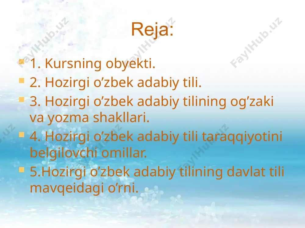 lishi. sheva –mahalliy dialektning fonetik, leksik, gramatik umumiylikka ega bo’lgan, bir yoki bir nechta qishloqni o’z ichiga oluvchi kichik bir qismi, guruhi. dialekt va shevalar adabiy tilning shakllanishida ishtirok etadi, ammo adabiy tildan quyidagi belgilari bilan ajralib turadi: a) adabiy til millatning barcha vakillari uchun umumiydir, dialekt va shevalar esa millat taribidagi etnik guruhlarning har biri uchun alohida-alohida bo’ladi, bir biridan leksik, fonetik, gramatik jihatdan farqlanadi; b) adabiy tilning yozma dhakli mavjud: u ma’lum me’yorlarga bo’ysundirilgan yozuv sistemasiga asoslanadi. dialekt va shevalar uchun alohida adabiy-orfografik yozuv yo’q; d) adabiy tilning qo’llanishi hududiy (territorial) jihatdan chegaralanmaydi, dialekt va shevalaring qo’llanishi esa bu jihatdan chegaralangandir; e) adabiy tilda davlat ishlari-xalq ta’limi, matbuot, radio-telvidiniya, ilm-fan, ma’muriy-idoraviy hujjatlashtirishlari olib boriladi; qonun, farmon, va qarorlar shu tilda e’lon qilinadi. dialekt va shevalar bu funksiyada qo’llanmaydi. jargon va shevalar - ma’lum ijtimoiy guruhlarga, masalan, o’g’rilarga, sportchilarga yoi talabalarga xizmat qiladiagan yasama til. bunday “til” elementlari (jargonizm …