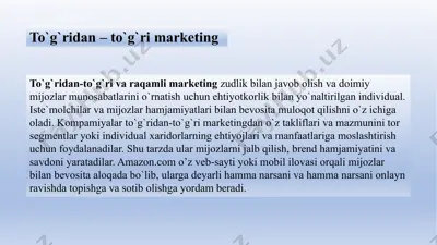 to'g'ridan-to'g'ri va raqamli marketing — PPTX