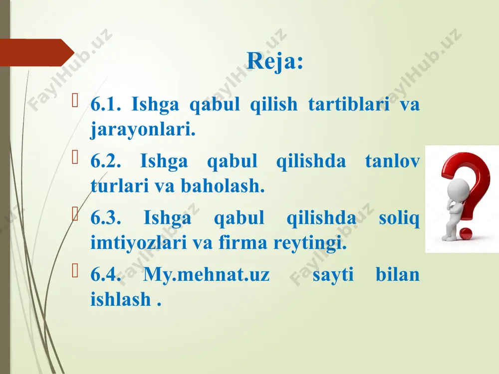 menejerlar, inson resurslari bo'yicha generalistlar va ishga yollash bo'yicha mutaxassislarga ishga yollash topshirilishi mumkin, lekin ba'zi hollarda jarayonning bir qismini bajarish uchun davlat sektoridagi bandlik, tijorat yollash agentliklari yoki mutaxassis qidiruv bo'yicha maslahat xizmatlaridan foydalaniladi. ishga yollashning barcha jihatlarini qo'llab-quvvatlaydigan internetga asoslangan texnologiyalar, jumladan, sun'iy intellektdan foydalanish keng tarqaldi.[1] jarayonlari yangi ish o'rinlari yoki sezilarli darajada o'zgartirilgan ishlar uchun ish tahlili . bu ish uchun talab qilinadigan yoki qidirilayotgan bilim, ko'nikma, qobiliyat va boshqa xususiyatlarni hujjatlashtirish uchun qabul qilinishi mumkin. ulardan tegishli ma'lumotlar shaxs spetsifikatsiyasida olinadi.[2] manba - nomzodlarni jalb qilish yoki aniqlash skrining va tanlash - to'g'ri nomzodni tanlash, suhbatlashish va ishga olish. manba manba - bu bo'sh ish o'rinlarini to'ldirish uchun nomzodlarni jalb qilish va aniqlash uchun bir yoki bir nechta strategiyalardan foydalanish. bu ish portallari, mahalliy yoki milliy gazetalar, ijtimoiy media, biznes ommaviy axborot vositalari, mutaxassislarni ishga olish bo'yicha ommaviy axborot vositalari, professional nashrlar, oyna e'lonlari, bandlik …