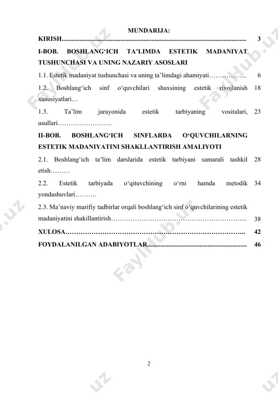 va uni yaratishga intilish qobiliyati tushuniladi. u o‘quvchilarda tasviriy san’at, musiqa, badiiy adabiyot, teatr, xalq amaliy san’ati kabi yo‘nalishlar orqali shakllanadi. boshlang‘ich sinf o‘quvchilari estetik tarbiya vositasida atrof-muhitni go‘zallik nuqtai nazaridan baholay boshlaydi, tabiatga, insonlarga va san’atga bo‘lgan munosabati takomillashadi. o‘quvchilarda estetik madaniyatni shakllantirish nafaqat ularning badiiy didini o‘stiradi, balki ularni ma’naviy yetuk, axloqan barkamol, ijtimoiy faol shaxs bo‘lib voyaga yetishlariga xizmat qiladi. estetik tarbiya bolalarda mustaqil fikrlash, yaratuvchanlik, go‘zallikka intilish, muhitni obodonlashtirishga mas’uliyatli qarash kabi fazilatlarni kamol toptiradi. bu borada o‘qituvchining shaxsiy namunasi, o‘qituv metodikasi, zamonaviy pedagogik texnologiyalar, sinfdan tashqari tadbirlar va san’at maktablari bilan hamkorlik muhim omillar sifatida qaraladi. boshlang‘ich ta’lim bosqichi esa bu jihatdan eng mas’uliyatli va imkoniyatlarga boy bosqich hisoblanadi. maktab ostonasini endigina bosib o‘tgan bola nafaqat ilmiy bilimlarni o‘zlashtiradi, balki go‘zallikni his qilish, unga nisbatan mehr va e’tibor bilan qarash, estetik ongni shakllantirish kabi ko‘nikmalarga ham ega bo‘ladi. bugungi kunda ta’lim jarayonida o‘quvchilarning estetik madaniyatini …