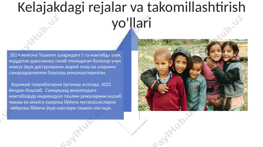 halingan bolalarning 45%ida o'qishdagi ortda qolishga olib keladi. oilaviy qo'llab-quvvatlash, masalan, 5 yoshdan 12 yoshgacha bo'lgan surunkali kasallikka chalingan bolalar uchun, toshkentdagi ixtisoslashgan maktablarning 70%da o'quv jarayonini muvaffaqiyatli davom ettirishda muhim rol o'ynaydi. e'tiboringiz uchun rahmat @taqdimot_robot image4.jpg image5.jpg image6.jpg image7.jpg image8.jpg image9.jpg image10.jpg image11.jpg image12.jpg image13.jpg image14.jpg image15.jpg image1.jpeg image2.jpeg