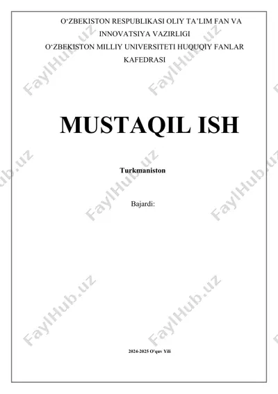 turkmaniston haqida mustaqil ish — DOCX