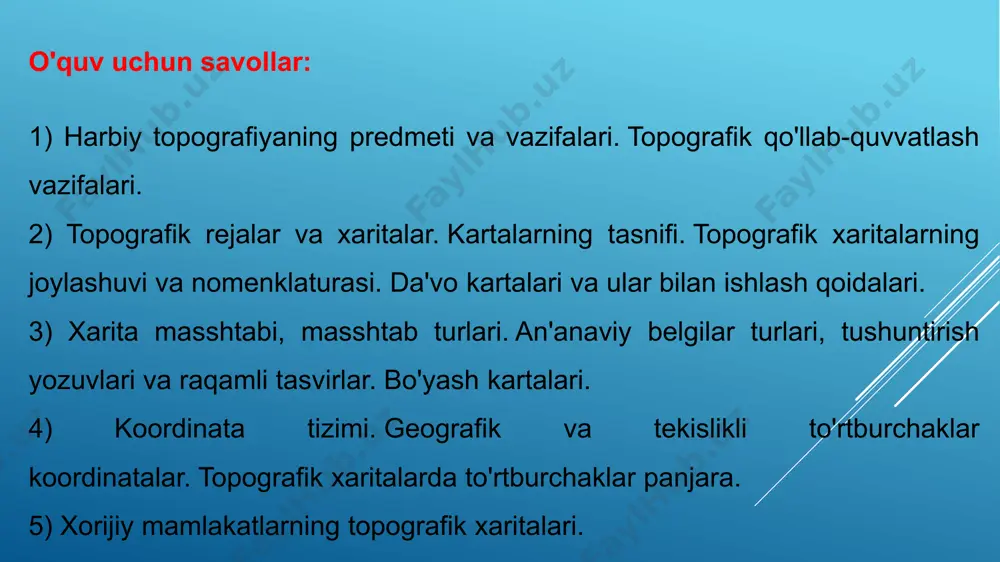 geografik deb nomlanadi. biroq, amalda haqiqiy geografik xaritalar - ham relyef, ham mahalliy ob'ektlar. faqat kichikroq masshtabdagi xaritalar kiritilgan bo'lib, ularga er yuzining barcha chiziqli o'lchamlari million martadan ko'proq qisqartirilgan; 1: 1 000 000 va undan kattaroq masshtabdagi, yer yuzini batafsil tasvirlaydigan xaritalar topografik deb nomlanadi. topografik xaritalarda, ayniqsa kattaroq masshtabli xaritalarda, o'lchov ruxsat bergan maksimal aniqlik va to'liqlik bilan, hududning barcha tafsilotlari - ham relyef, ham mahalliy narsalar tasvirlangan. ...biroq, amalda haqiqiy geografik xaritalar - ham relyef, ham mahalliy ob'ektlar. faqat kichikroq masshtabdagi xaritalar kiritilgan bo'lib, ularga er yuzining barcha chiziqli o'lchamlari million martadan ko'proq qisqartirilgan; 1: 1 000 000 va undan kattaroq masshtabdagi, yer yuzini batafsil tasvirlaydigan xaritalar topografik deb nomlanadi. topografik xaritalarda, ayniqsa kattaroq masshtabli xaritalarda, o'lchov ruxsat bergan maksimal aniqlik va to'liqlik bilan, hududning barcha tafsilotlari - ham relyef, ham mahalliy narsalar tasvirlangan. ...biroq, amalda haqiqiy geografik xaritalar - ham relyef, ham mahalliy ob'ektlar. faqat kichikroq …