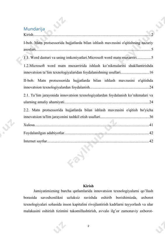 l qilingan farmon 2017-2021 yillarda o’zbekiston respublikasini rivojlantirishning beshta ustuvor yo’nalishi bo’yicha harakatlar strategiyasida - umumiy o’rta ta’lim sifatini tubdan oshirish, chet tillar, informatika hamda matematika, fizika, kimyo, biologiya kabi boshqa muhim va talab yuqori bo’lgan fanlarni chuqurlashtirilgan tarzda o’rganish; ilmiy-tadqiqot va innovatsiya faoliyatini rag’batlantirish, ilmiy va innovatsiya yutuqlarini amaliyotga joriy etishning samarali mexanizmlarini yaratish kabi dolzarb masalalarni hal qilishni maqsad qilib qo’yilgan. asrimiz boshida dunyo iqtisodiyotining globallashuvi, jarayonlarning axborotlashuvi, yangi texnologiyalar yaratilishi va ishlab chiqarishga jadallik bilan joriy etilishi jamiyatda o’zgarishlar dinamikasini oshirib yubordi. hozirda “informatika” fani metafan qirralarini kasb etib, uning ahamiyati dunyoning zamonaviy shakllantirishda, u kiritayotgan tushunchalar fundamentalligi va metodologiyasining umumiyligida ortib borayapti. bu holatlar kadrlarning kasbiy tayyorgarligida o’z aksini topishi zarur va muqarrarligini ko’rsatadi. informatika ta’limida zamonaviy pedagogik va innovatsion texnologiyalarini qo’llashda foydalaniladigan ta’lim metodlari va texnologiyalari sifatida modulli, muammoli ta’lim, didaktik - o’yinli, xamkorlikda o’qitish hamda an’anaviy-noan’anaviy ta’lim texnologiyalaridan, interfoal o’qitish metodlaridan, axborot kommunikatsiya texnologiyalari …