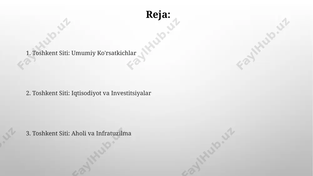 oshkent siti qurilish ishlari yangi qurilgan toshkent siti binolarining 70% dan ortig'i zamonaviy energiya tejaydigan texnologiyalar bilan jihozlangan, bu esa shaharning ekologik holatini yaxshilashga va energiya sarfini kamaytirishga qaratilgan. toshkent sitida qurilgan ko'priklar va yo'llar uzunligi 50 kilometrdan oshib, shaharning transport tizimini takomillashtirdi va harakatlanishni engillashtirdi, bu esa aholining kundalik hayotiga ijobiy ta'sir ko'rsatdi. toshkent siti investitsiyalari jahon banki va osiyo taraqqiyot banki kabi xalqaro moliya institutlari toshkent siti rivojlanishiga 500 million aqsh dollaridan ko'proq mablag' ajratgan, bu investitsiyalar loyihaning muvaffaqiyatli amalga oshirilishiga turtki bo'ldi. toshkent siti loyihasiga 2023 yil yakuniga ko'ra 2 milliard aqsh dollaridan ortiq to'g'ridan-to'g'ri xorijiy investitsiyalar jalb qilingan, bu esa shaharning iqtisodiy rivojlanishiga sezilarli hissa qo'shdi. toshkent siti ta'lim va sog'liqni saqlash mirzo ulug'bek tumanidagi toshkent siti hududidagi yangi universitet kampusida 2025 yilga qadar 5000 dan ortiq talaba tahsil oladigan rejalashtirilgan. toshkent siti maktablari o'quvchilarining 70% dan ko'prog'i ingliz tilini o'rganadi, bu raqam xalqaro standartlarga mos …