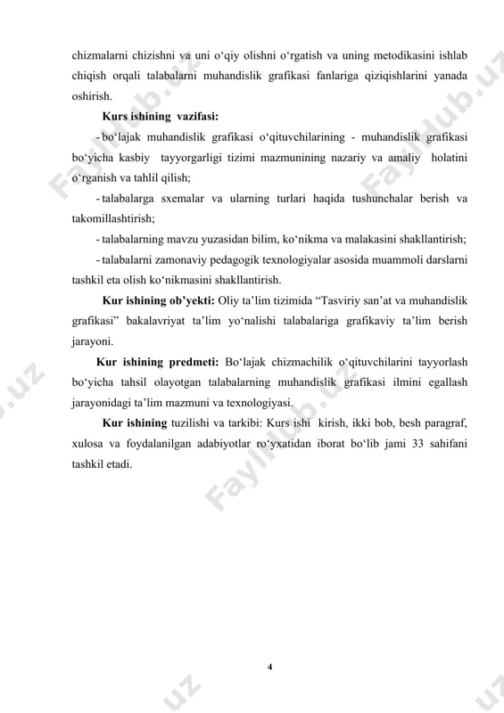 hlar orasidagi bog‘lanishlar ko‘rsatiladi. kinematik sxemalar standart tomonidan tasdiqlangan shartli grafik belgilar bilan tasvirlanadi (3-jadval). 3-jadval kinematik sxemalarda elementlarning shartli grafik belgilanishi . № shartli grafik belgilarning nomi belgisi 1 val, o‘q, sterjen, shatun va boshqalar 2 qo‘zg‘almas qism (stoyka) agar yo‘naltiruvchi shponka bo‘yicha muftani chap yoki o‘ng tomonga surib, u bilan ulansa, stanok shpindeli aylana boshlaydi. demak, val ii ning bir xil o‘zgarmas tezlikdagi aylanma harakatidan shpindelga ikki xil tezlikdagi aylanma harakat uzatish mumkin. bundan val ii uch xil tezlika ega bo‘lgani uchun shpindel olti xil aylanish chastotasida aylanma harakat qilish mumkin. 1-rasm. tokarlik stanogining tezliklar qutisi mexanizmining kinematik sxemasi 2.2. gidravlik va pnevmatik sxemalar, uning amalda qo‘llanilishi. suyuqlik, gaz (havo)laming bosim ostida yoki o‘zicha quvurlar orqali oqishini shartli belgilar yordamida ko‘rsatuvchi chizmalar gidravlik va pnevmatik sxemalar deyiladi. bunday sxemalarda har bir quvur va ulami ulaydigan muftalar, ventil, jo‘mrak, klapanlar va moslamalar kabilar 0‘zdst 2.782:2003 talabiga ko‘ra shartli grafik …