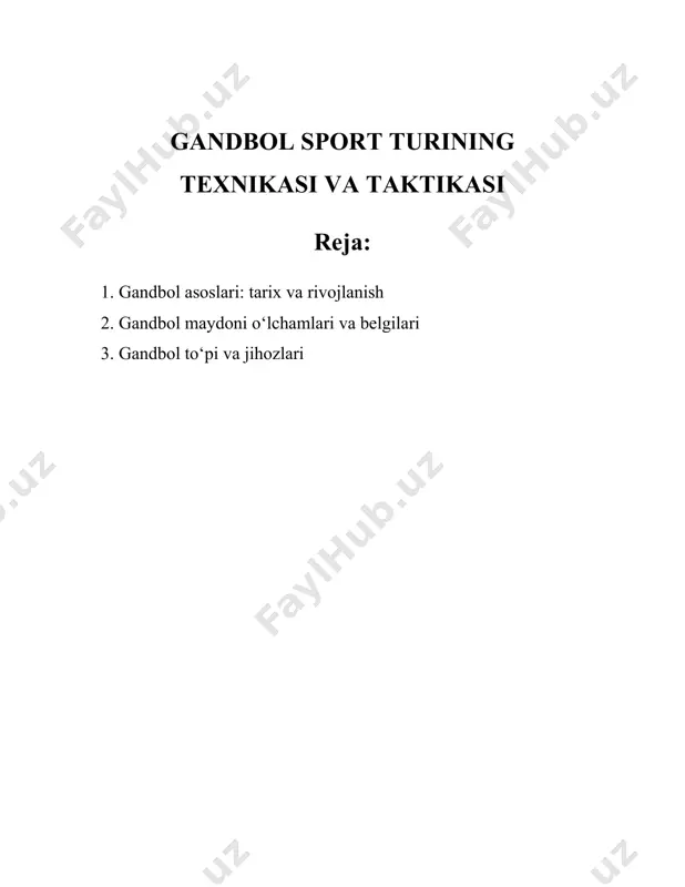 gandbolidan boshlangan. shu vaqtdan boshlab gandbol doimiy olimpik sport turi sanaladi. gandbol dastlab yevropada rivojlangan bo‘lib, ispaniya, fransiya, germaniya, daniya va shvetsiya kabi mamlakatlar ushbu sportda kuchli an'anaga ega. xususan, germaniya va daniya milliy jamoalari ko‘p marta jahon chempionatlarida g‘olib chiqqan va bu mamlakatlar o‘z professional klublari bilan ham ma'lum. gandbol klublararo xalqaro musobaqalari orasida eng mashhuri — ehf chempionlar ligasi hisoblanadi. ushbu musobaqa yevropaning eng kuchli klublarini o‘zida jamlaydi va har yili yuqori darajadagi gandbol bellashuvlarini taqdim etadi. bugungi kunda gandbolning amaliyoti va rivojlanishi ihf va qit'aviy federatsiyalar tomonidan nazorat qilinadi. har ikkinchi yilda erkaklar va ayollar o‘rtasida jahon chempionatlari o‘tkaziladi. yoshlar uchun ham jahon va qit'a miqyosidagi turnirlar tashkil etilib, yangi iste'dodlar kashf qilinadi. statistika ma'lumotlariga ko‘ra, dunyo bo‘ylab gandbol bilan shug‘ullanuvchilarning umumiy soni qariyb 20 millionga yetadi. yevropa, ayniqsa, gandbolni sevikli sport turlaridan biri sifatida saqlab qolgan va ko‘plab professional ligalar mavjud. gandbolning qoidalari juda sodda bo‘lib, …