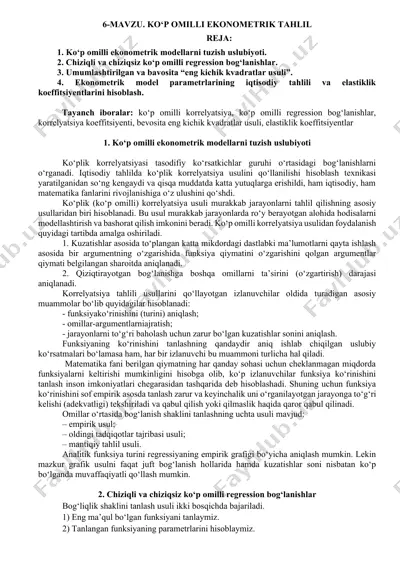 kо‘p omilli ekonometrik tаhlil — DOCX