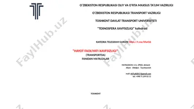 "hayot faoliyati xavfsizligi" — PPTX