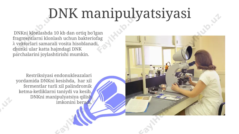 (gmo) bilan ishlashda 4-sinf bioxavfsizlik choralari, ya’ni havo oqimi va bosimni nazorat qilish tizimlari majburiy hisoblanadi. bioxavfsizlik 3-sinf laboratoriyalarida o‘tkaziladigan tajribalar uchun maxsus kiyim-kechak, 2-darajali himoya vositalari va steril sharoitlarni ta’minlashni talab qiladi. ozuqa muhitlarini tayyorlash 01 02 ozuqa muhitlarini tayyorlashda aniq og'irlik va hajm o'lchovlari juda muhimdir. 1 gramm xato ham natijalarga salbiy ta'sir ko'rsatishi mumkin. sales 1st qtr 2nd qtr 100 0 sales 1st qtr 2nd qtr 100 0 e'tiboringiz uchun rahmat @taqdimot_robot image4.jpg image5.jpg image6.jpg image7.jpg image8.jpg image9.jpg image10.jpg image11.jpg image12.jpg image13.jpg image14.jpg image15.jpg image1.jpeg image2.jpeg image3.jpeg