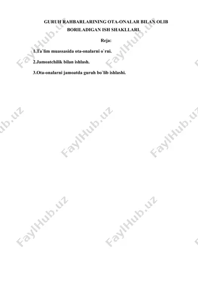 ota-onalar bilan ishlashning tushunchalari — DOCX