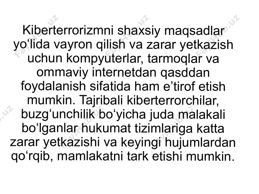 kiber makon, kiber terrorizm, kiber zoʻravonlik tushunchalari - Page 4