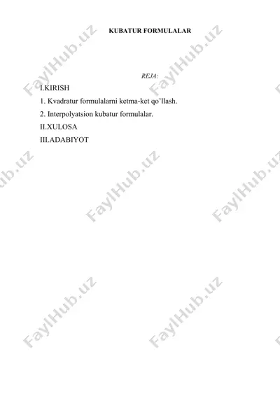interpolyatsion kubatur formulalar — DOC